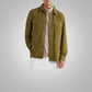 Men's Suede Green Full Sleeves Leather Shirt - Leather Loom