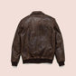 Men's Vintage Lambskin A2 Brown Leather Bomber Jacket - Leather Loom