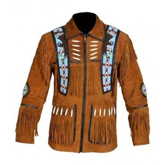 Men's Brown Cowboy Genuine Suede Jacket, Cowboy Suede Jacket With Fringes - Leather Loom
