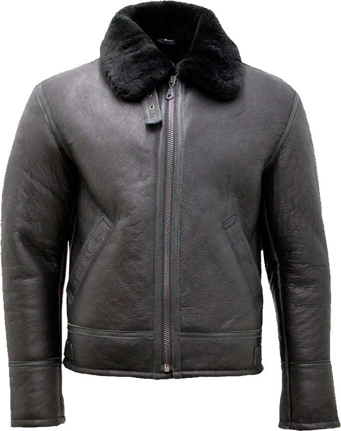 Mens Black Air Force Real Leather Jacket With Fur - Leather Loom