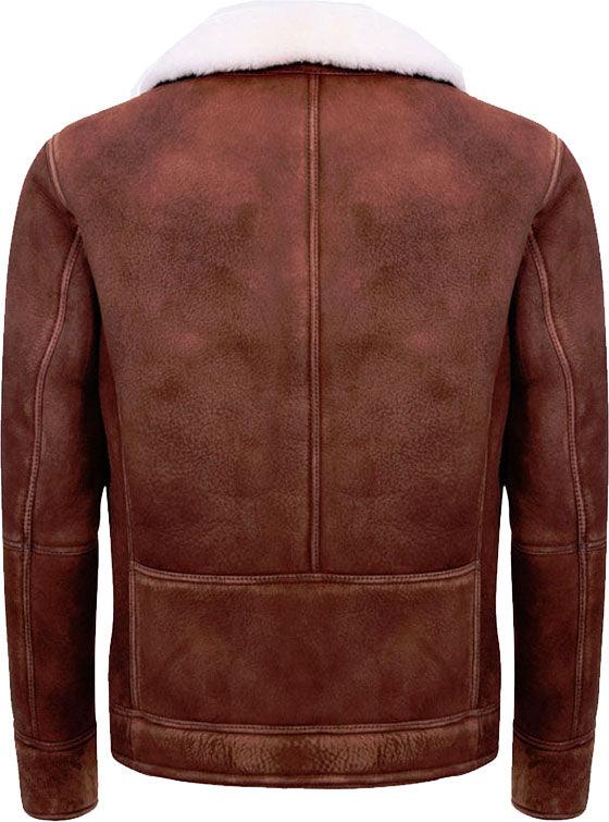 Mens Brown Cream Flying Leather Jacket With Fur - Leather Loom