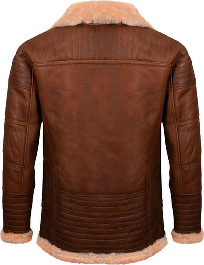 Mens Brown Nappa Leather Jacket With Fur - Leather Loom