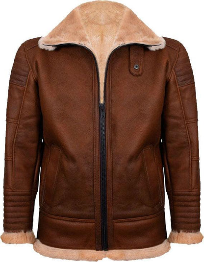 Mens Brown Nappa Leather Jacket With Fur - Leather Loom