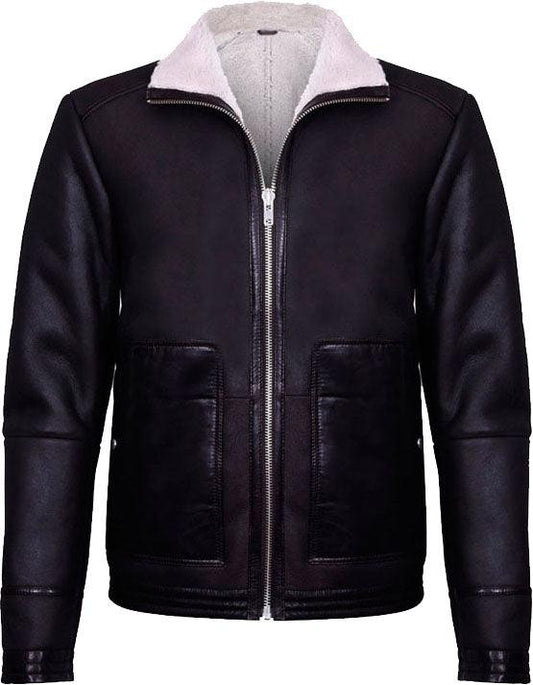 Mens Brown Soft Aviator Leather Jacket With Fur - Leather Loom