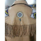 Men's Cowboy Leather Jacket Western Coat Fringes, Beige Color Cowboy Jacket For Men - Leather Loom