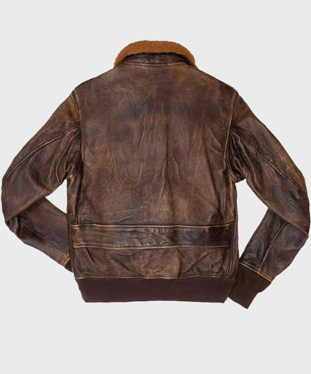 Distressed Brown Flight Bomber Jacket For Men - Leather Loom