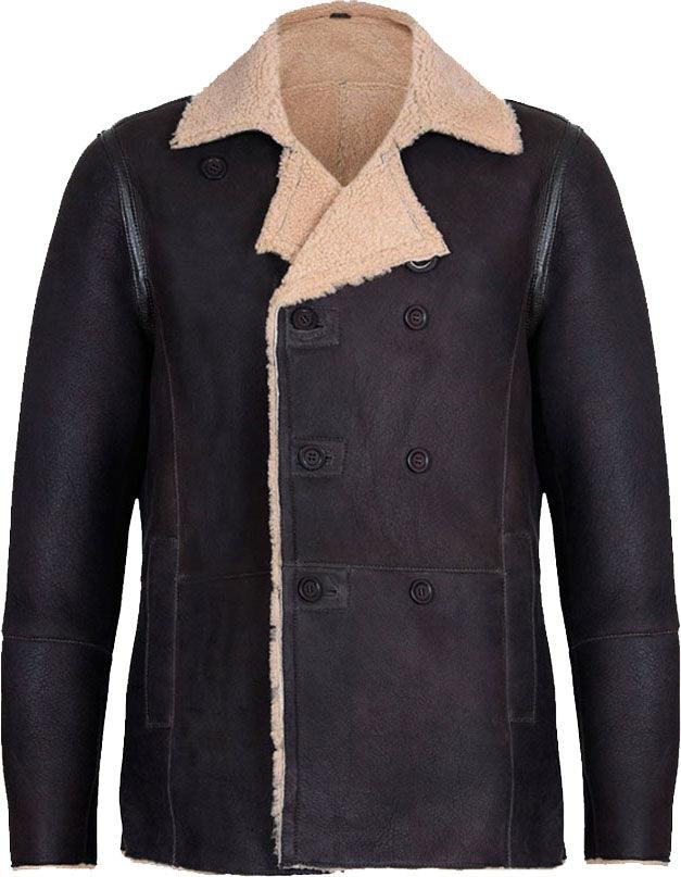 Mens Double Breasted Real Leather Jacket With Fur - Leather Loom