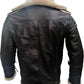 Mens Double Collar Leather Jacket With Fur - Leather Loom