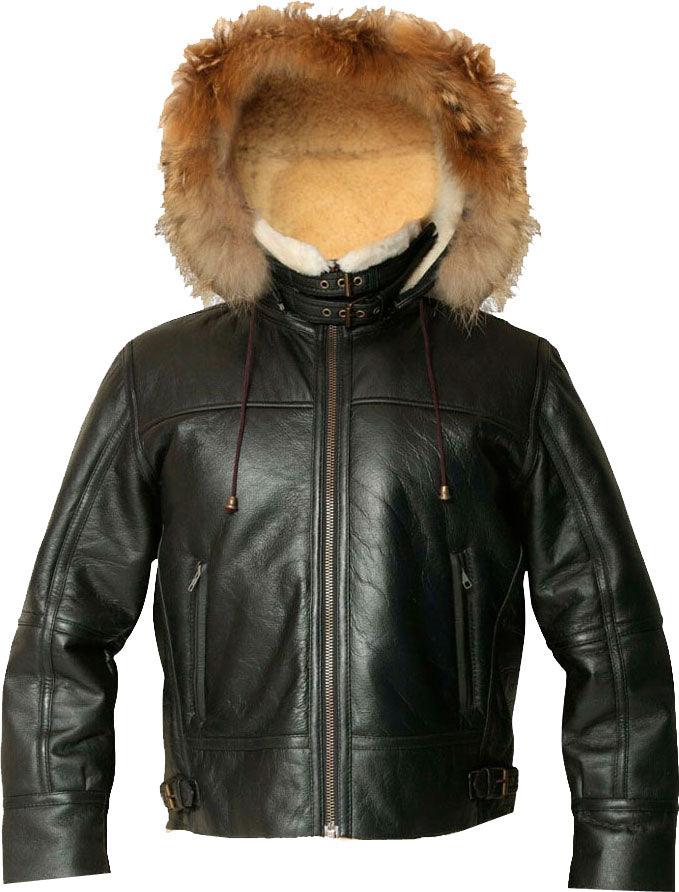 Mens Hooded Flight Bomber Leather Jacket With Fur - Leather Loom