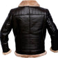Mens Raf Brown Bomber Leather Jacket With Fur - Leather Loom