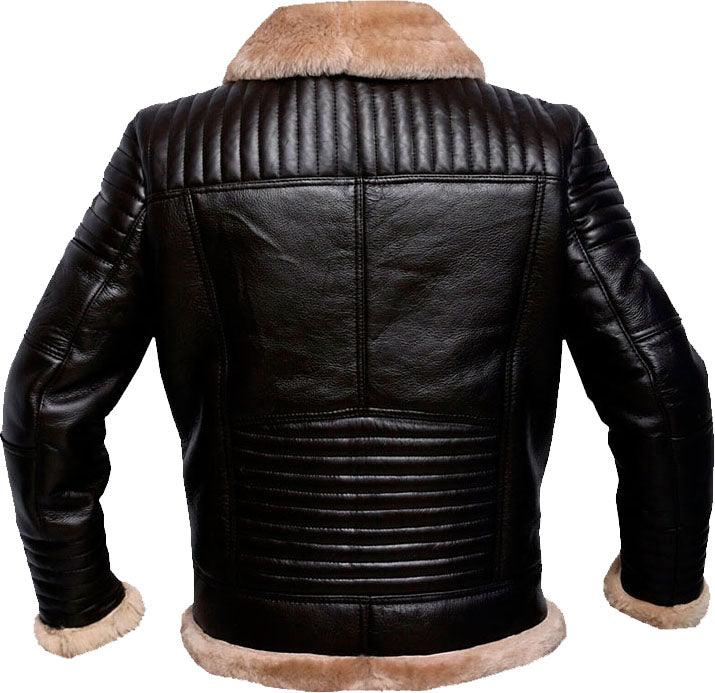 Mens Raf Brown Bomber Leather Jacket With Fur - Leather Loom