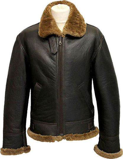 Men's Winter Aviator B3 Leather Jacket with Fur

