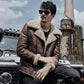 Mens B3 RAF Waxed Brown Flying Aviator Leather Shearling Jacket Coat - Leather Loom