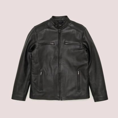 Men's Black Lambskin Moto Jacket