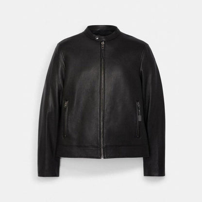 Men's Black Sheepskin Cafe Racer Jacket