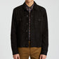 Mens Black Suede Leather Trucker Styled Jacket - Leather Loom