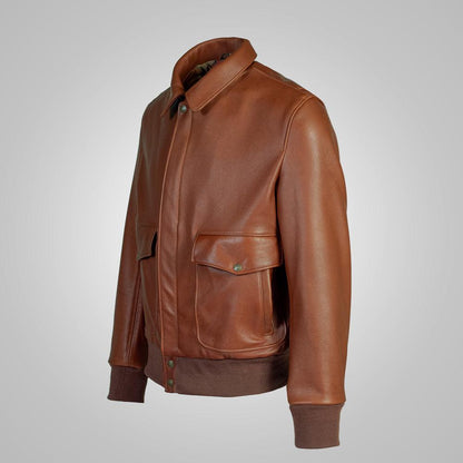 Mens Brown RAF Flying Leather Bomber Jacket - Leather Loom