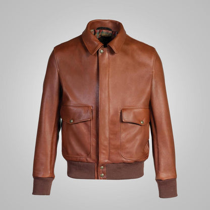 Mens Brown RAF Flying Leather Bomber Jacket - Leather Loom