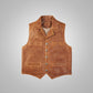 Mens Brown Western Cowboy Leather Vest - Leather Loom