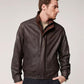 Mens Classic Brown Aviator Sheepskin Leather Bomber Jacket - Leather Loom