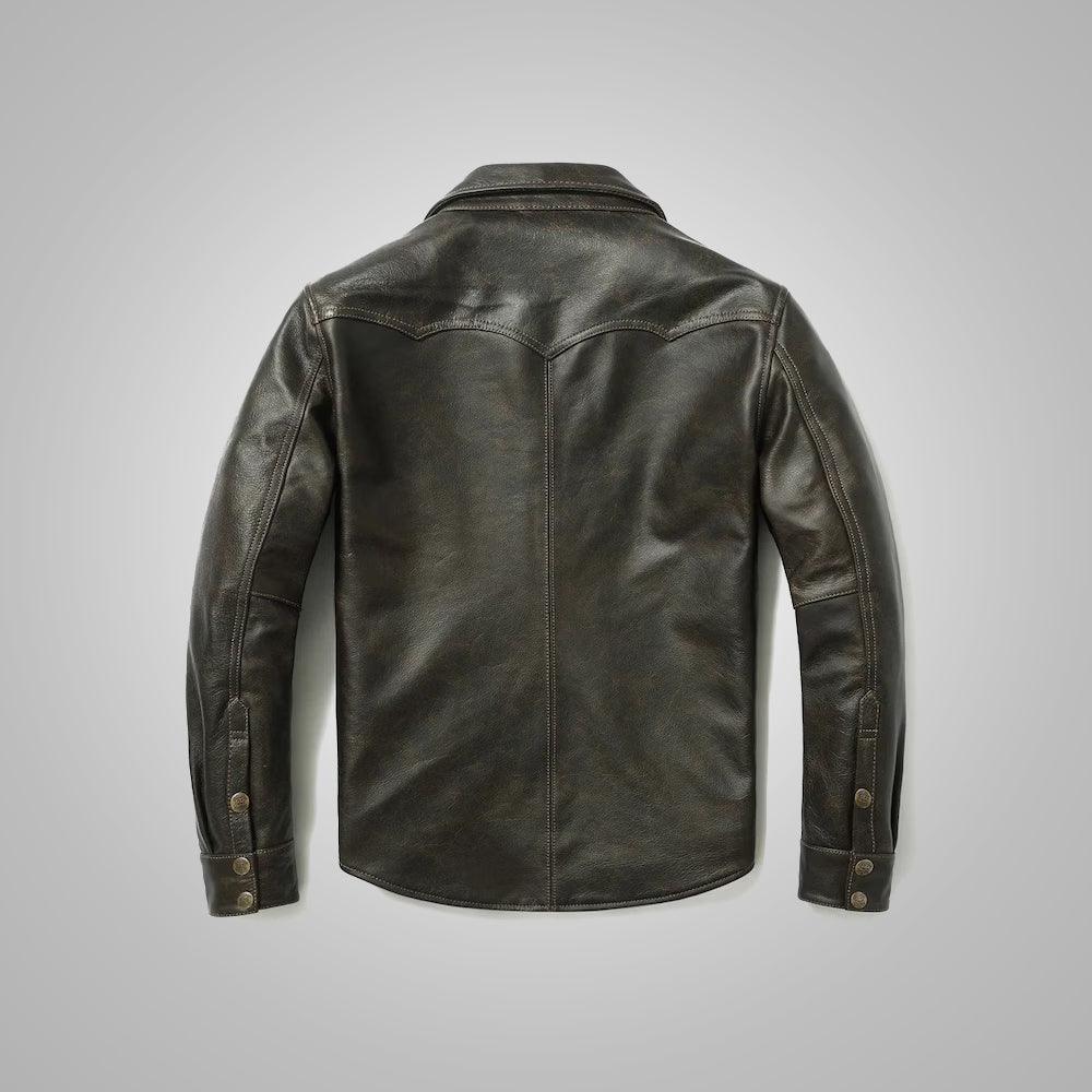 Mens Full Sleeves Leather Shirt - Leather Loom