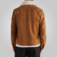 Mens Fur Collar Brown Suede Leather Trucker Jacket - Leather Loom