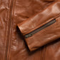 Mens Light Brown Cafe Racer Leather Motorbike Jacket - Leather Loom