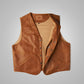 Mens Vintage Brown Sheepskin Leather Cowboy Vest - Leather Loom