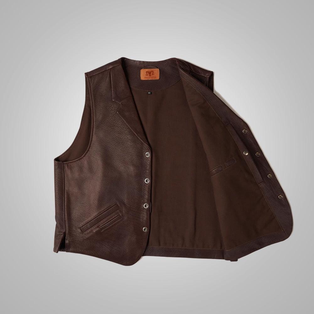 HOMELEX Brown Cowboy Vest for Men - Adult Halloween Leather