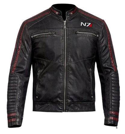 New Mass Effect 3 N7 Genuine Black Leather Jacket - Leather Loom