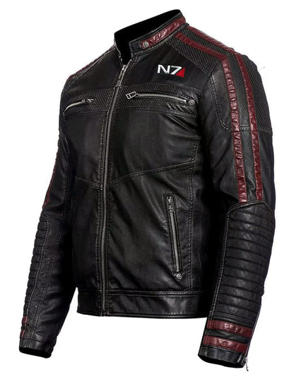 New Mass Effect 3 N7 Genuine Black Leather Jacket - Leather Loom