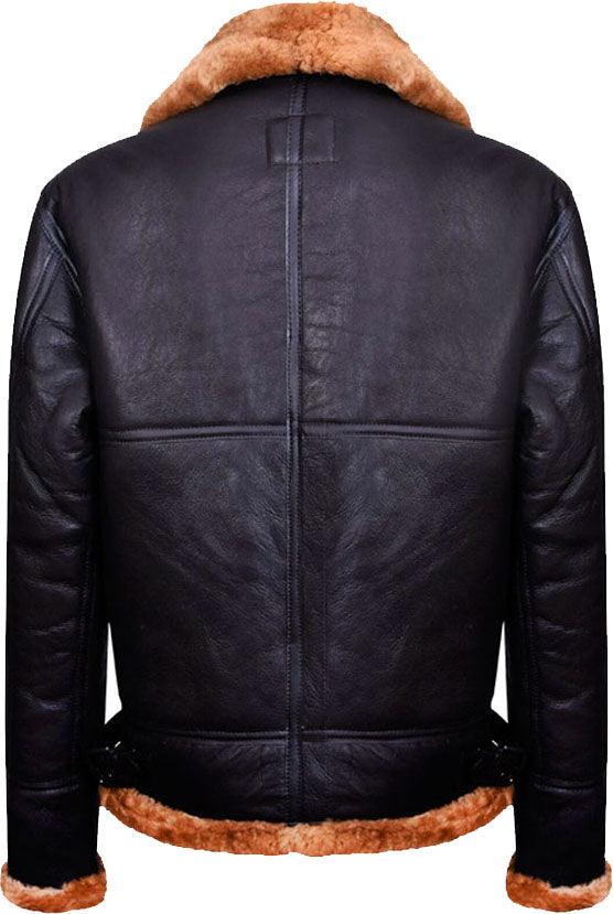 New Mens Aviator Bomber Leather Jacket With Fur - Leather Loom
