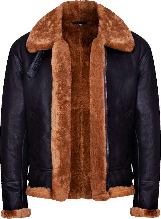 New Mens Aviator Bomber Leather Jacket With Fur - Leather Loom