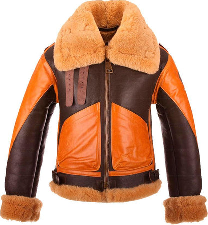 New Style Two Tone Mens Bomber Leather Jacket With Fur - Leather Loom