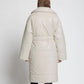 Off White Faux Leather Puffer Trench Coat - Leather Loom