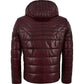 Men’s Puffer Hooded Quilted Lambskin Leather Jacket - Leather Loom