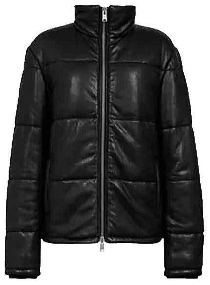 Men’s Leather Puffer Jacket Black - Leather Loom