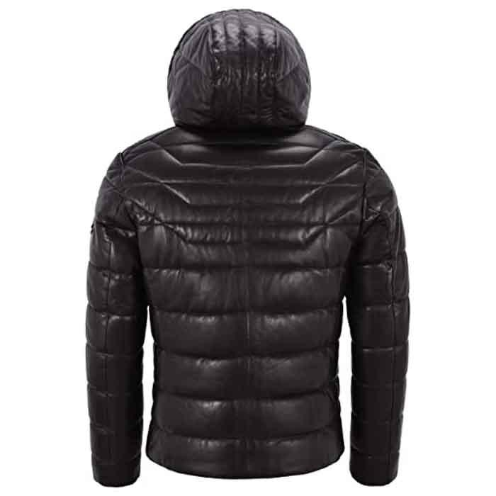 Men’s Real Leather Jacket Puffer Hooded Quilted Design 2021 - Leather Loom