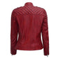 Red Women's Leather Motorcycle Jacket - Leather Loom
