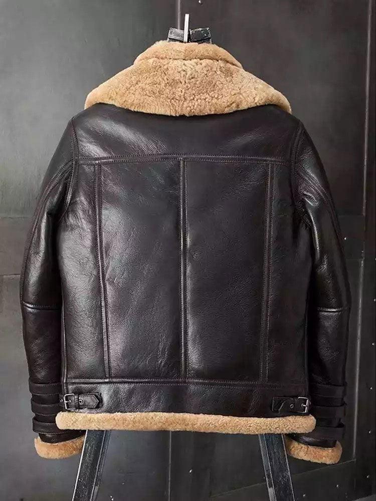 Shearling Coat B3 Bomber Jacket Short Fur Coat Fashion Motorcycle Jacket - Leather Loom