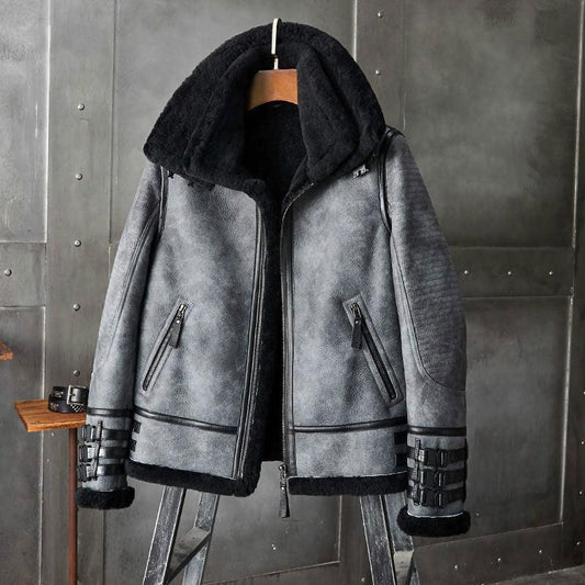 Shearling Coat Mens B3 Bomber Jacket Short Fur Coat Jacket - Leather Loom