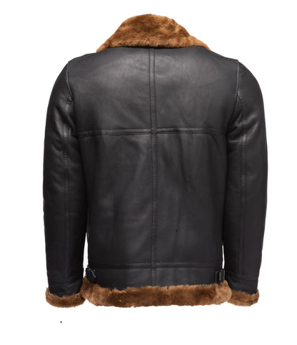 B3 Classic Ginger Brown Bomber Aviator Shearling Jacket For Men - Leather Loom