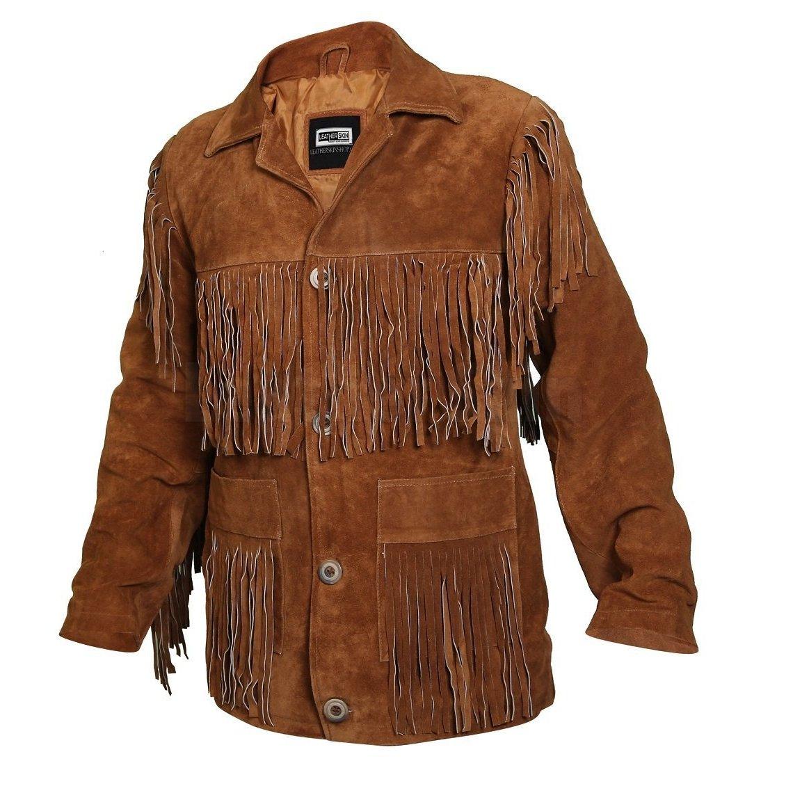 Tawny Suede Leather Jacket with Fringes - Leather Loom