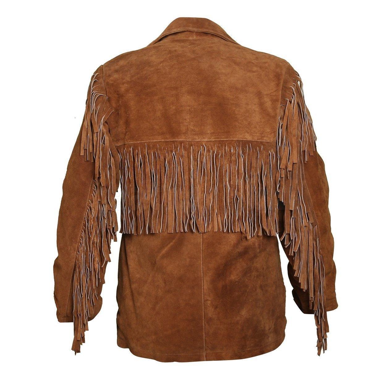 Tawny Suede Leather Jacket with Fringes - Leather Loom