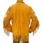 Western Men Cowboy Suede Jacket, Tan Suede Leather Jacket With Fringes - Leather Loom