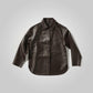 Women Brown Oversized Leather Shirt Styled Jacket - Leather Loom