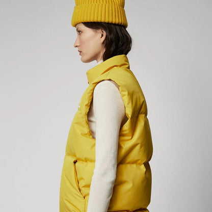 Women Yellow Sleeveless Puffer Vest - Leather Loom