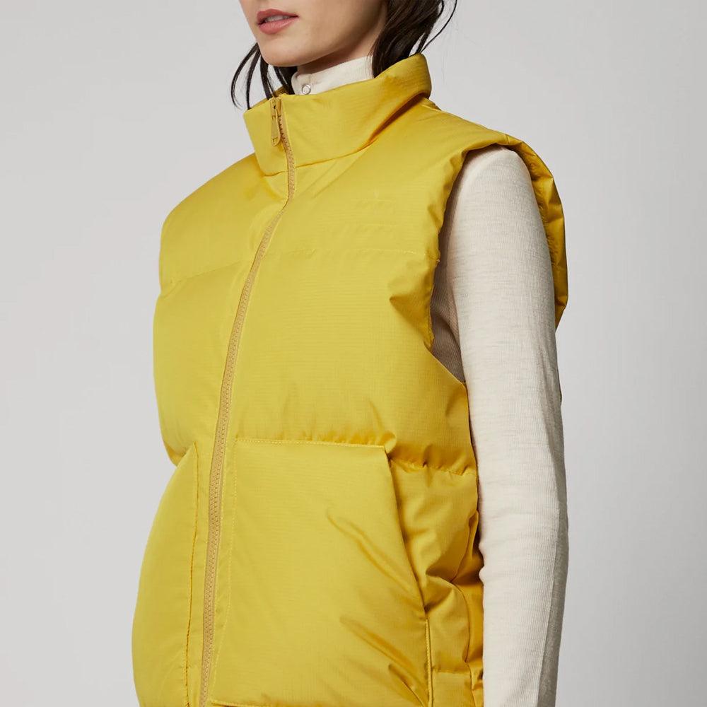 Women Yellow Sleeveless Puffer Vest - Leather Loom
