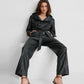 Women's Black Sleeved Genuine Lambskin Leather Jumsuit - Leather Loom