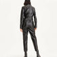 Women's Black Sheepskin Leather Dress Jumpsuit - Leather Loom